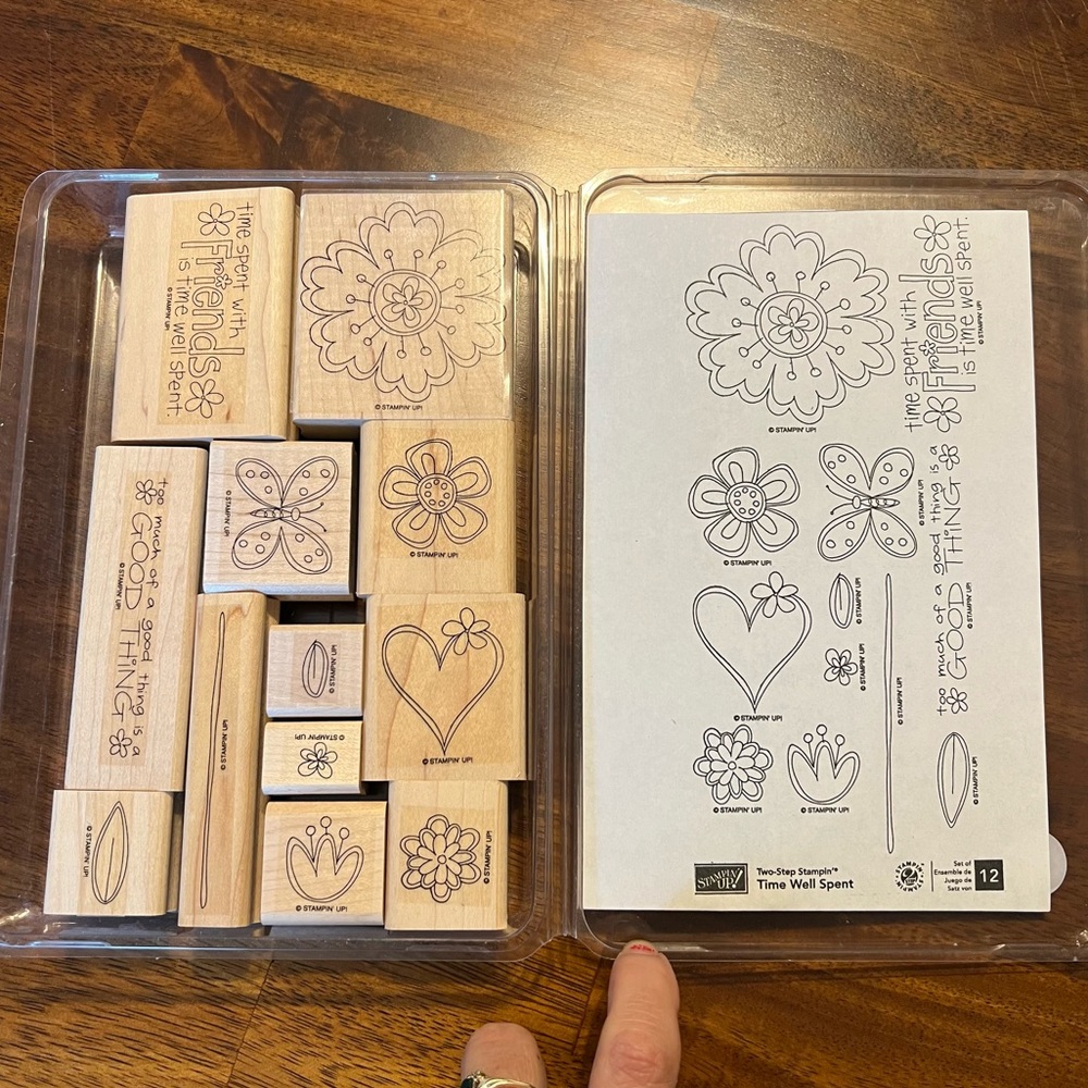 Stampin Up! Time Well Spent set of 12 Wooden Stamp Set